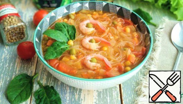 Soup with Funchoza and Shrimp Recipe
