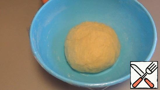 I transfer the dough to a bowl, cover it with cling film and a towel. Leave to rise for 1.5 hours.