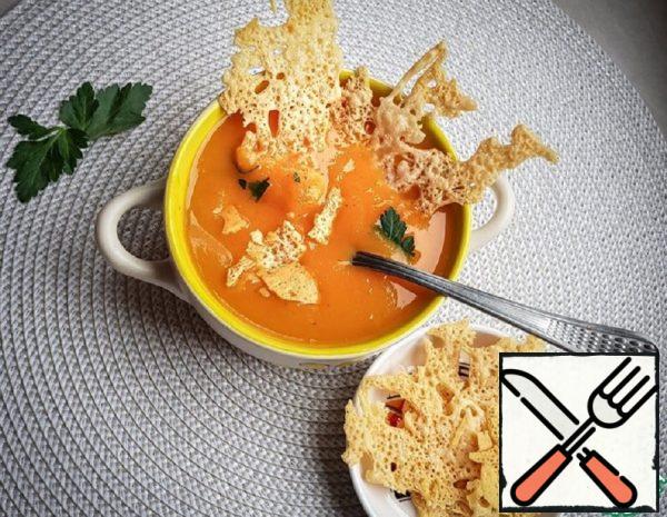 Pumpkin Puree Soup with Cheese Chips Recipe