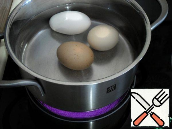 Meanwhile, boil the eggs.