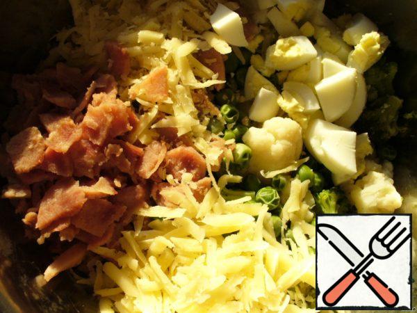 Salad of 2 Types of Cabbage with Ham Recipe