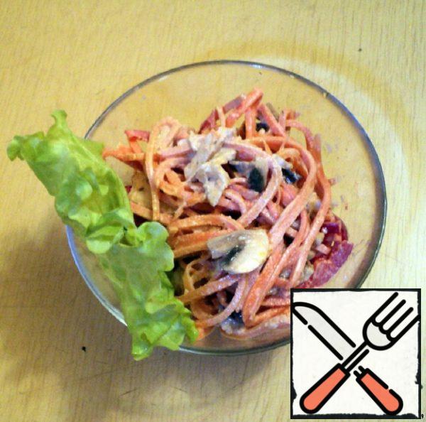 Korean Carrot, Meat and Mushroom Salad Recipe
