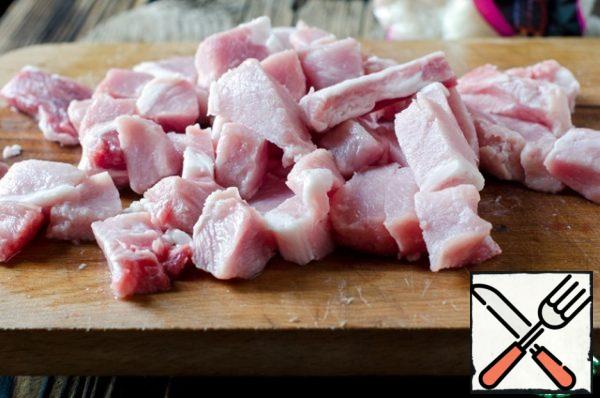 Meat, I have a pork neck, cut into small pieces.