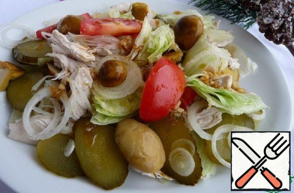 Chicken Fillet Salad with Pickled Mushrooms Recipe