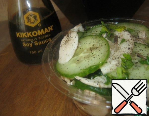 Salad of fresh Mushrooms and Cucumbers Recipe
