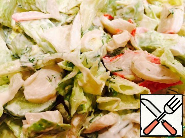 Season the salad and stir.