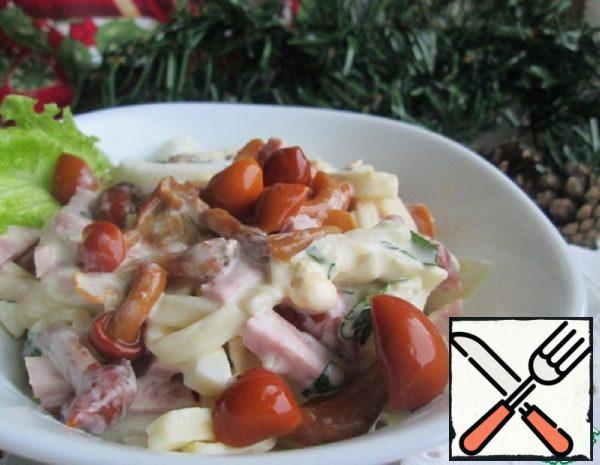 Salad with pickled Mushrooms and Ham Recipe