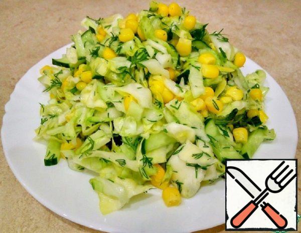 Salad with Corn, Cucumbers and Cabbage Recipe