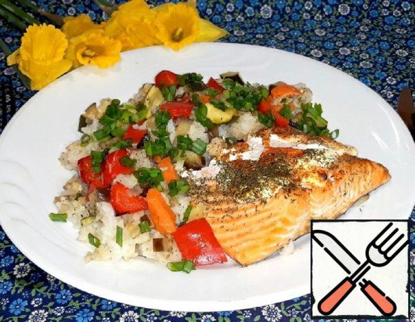 Baked Salmon with Rice and Vegetables Recipe