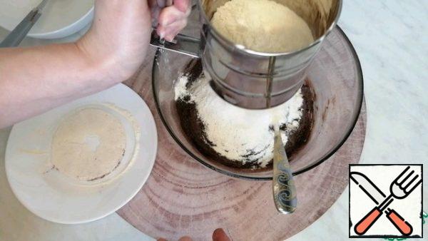 Add the remaining flour.
