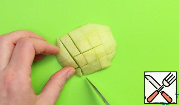 Peel the apples and cut them into small cubes or slices.