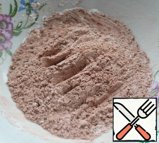 Mix cocoa powder, baking powder and starch.