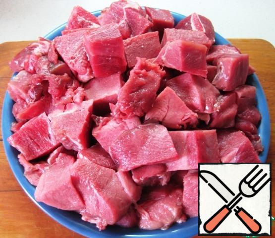 Cut the meat into chunks (we like large ones).