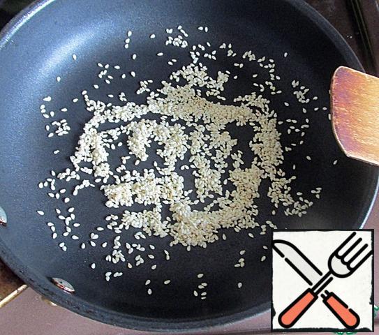 Sesame fry in a dry hot pan until beige.