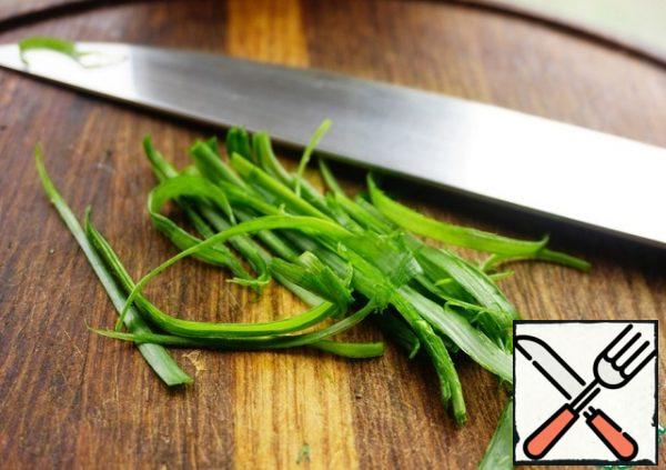 Cut into thin strips with a knife.