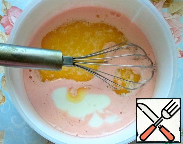 Add sour cream and melted butter and mix.