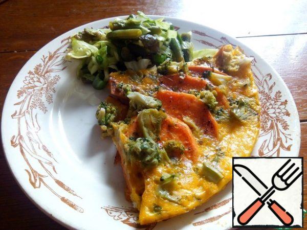 It is best served with a light vegetable salad.
Enjoy your meal!
Instead of broccoli, you can use other vegetables: bell peppers, tomatoes, etc. You can add sausage, cooked meat or sprinkle with cheese.