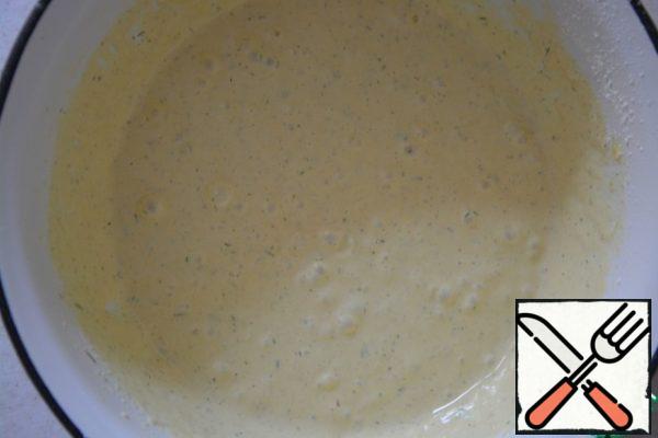 The dough should have the consistency of liquid sour cream.