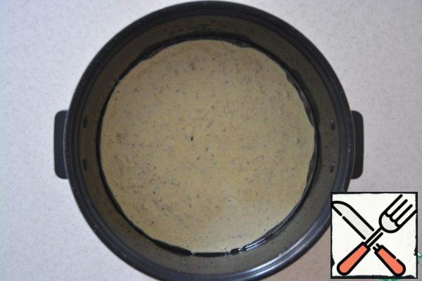 Lubricate the bowl with vegetable oil. Pour the dough into it.