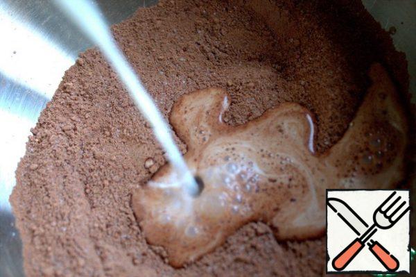 Separately warm up the milk (I have 3.2%) and pour in a little.