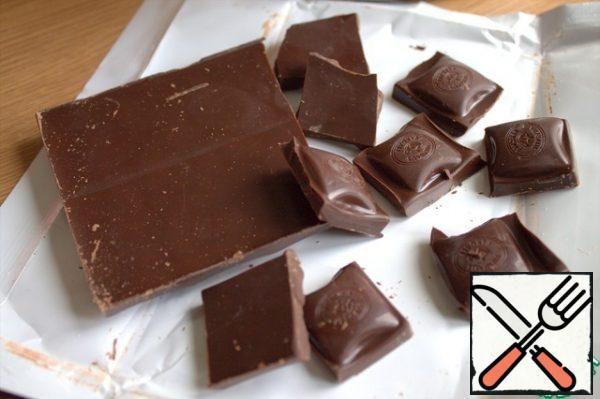 Break the chocolate. I eat it with the addition of coffee.