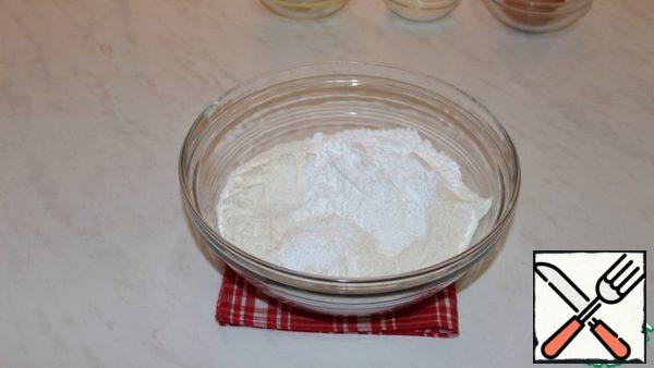 Add salt, powdered sugar and baking powder to the sifted flour. Mix well.