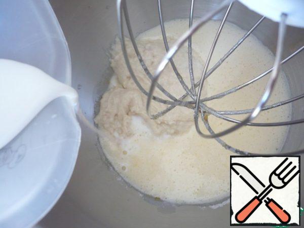 Add the leftover sourdough, remaining milk and yogurt to the egg mixture. Stir.