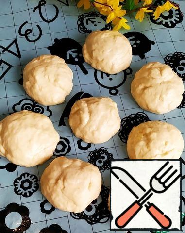 Divide the finished dough into eight identical balls.