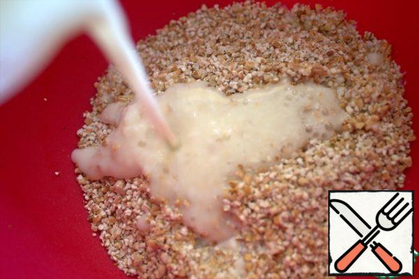 Pour milk or kefir over the barley grits overnight or for several hours.