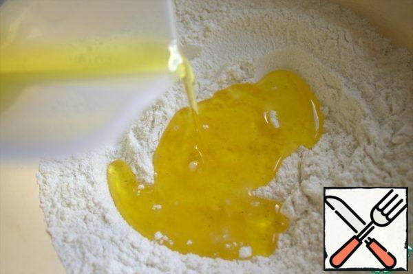 Pour in the vegetable oil.