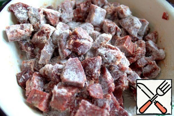 Cut into pieces and roll in flour or starch.