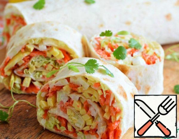 Snack Roll of Pita Bread with Vegetables Recipe