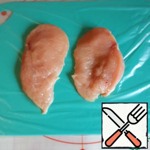 Cut the chicken fillet lengthwise into two parts. I had two fillets.