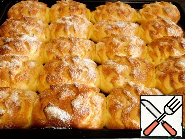 when baking, a sugar crust is formed, which caramelizes and gives the buns a peculiar taste.