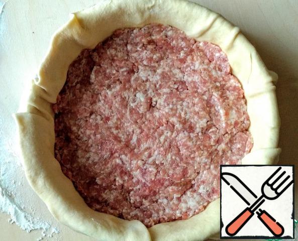 Distribute the minced meat in the form.
