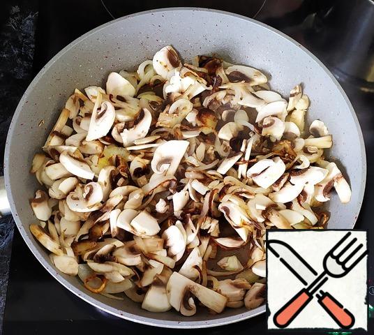 Add the chopped mushrooms. Fry until tender.