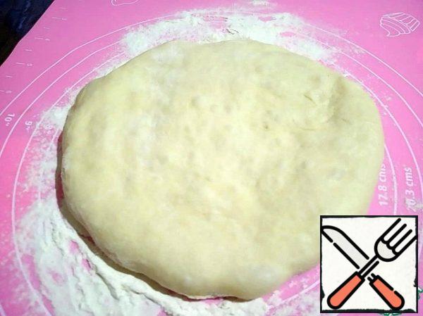 Take a piece of dough, slightly flatten your hands into a round tortilla.