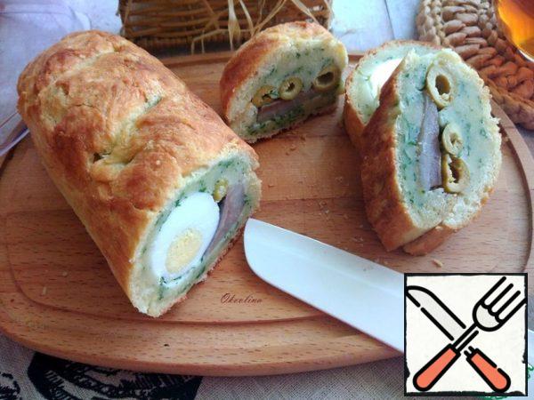 Here is a loaf-sandwich in the section. I cut it into pieces about 2.5-3 cm. I'll have Breakfast with them today! Of course not all, but a couple of pieces will eat with sweet tea.