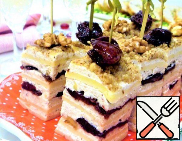 Canape "Three Cheeses" with Nuts and Plums Recipe
