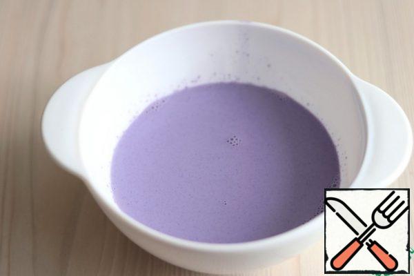 Cream with lavender flowers strain through a fine sieve. Add a few drops of food-grade purple dye. Adjust the color intensity to your liking.