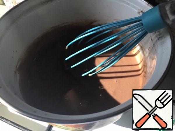 Mixing with a whisk bring to a boil, remove from the heat.