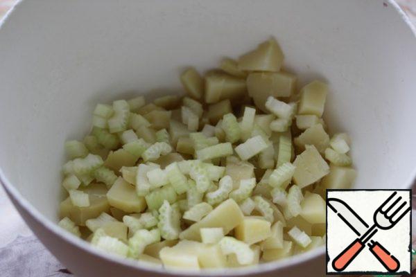 Add the chopped celery.
