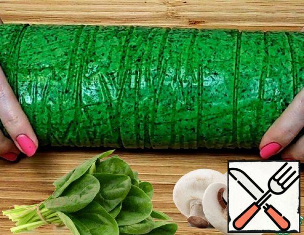 Spinach roll with Mushrooms and Cheese Recipe
