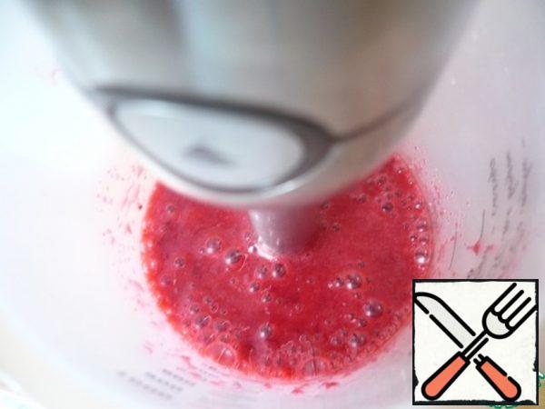 Then chop the cherries with a blender until they are pureed.