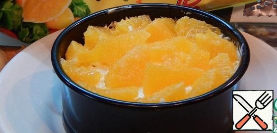 Top the oranges with the remaining cheese.