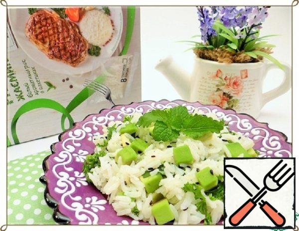 Rice Salad with Avocado, Black Sesame and Melissa Recipe
