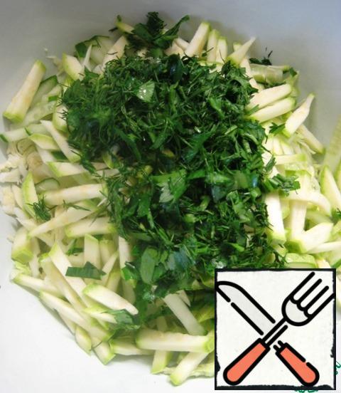 Add finely chopped parsley and dill.