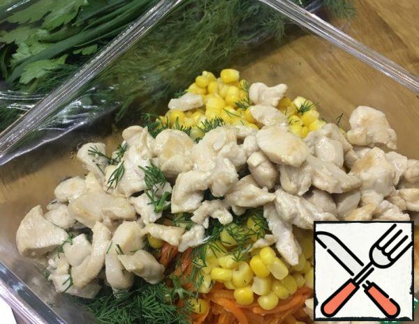 Salad with Corn and Korean Carrots Recipe
