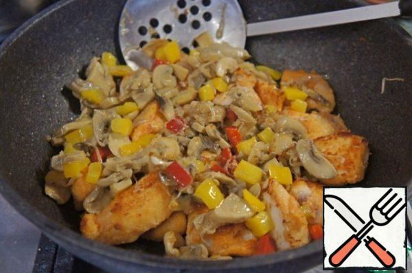 Add the vegetable and mushroom mixture.