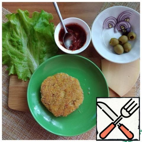 Buns will go with any sandwich. I'm using one today for a chickpea Burger. Here is a set of products for it. Who is interested in the recipe for chickpea cutlets, the link will be given at the end of the recipe.